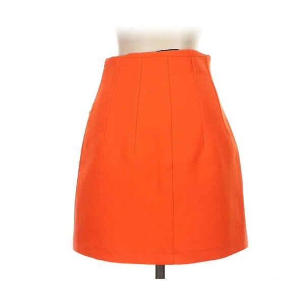 Topshop Mini Skirt Orange w Pockets 4 Button Women's Juniors Size 6 - Picture 4 of 4